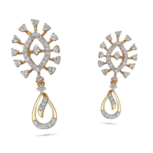 Shimmering Flame Diamond Stud Earrings