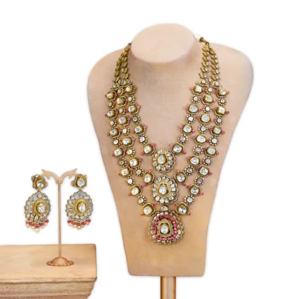 Royal Kundan Polki Ruby Layered Necklace Set