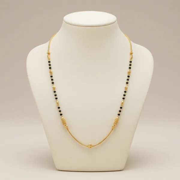 Elegant Dual-Tone Black Bead Gold Mangalsutra