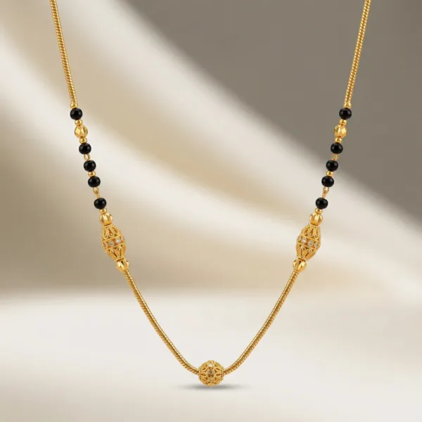 Classic Black Bead Gold Mangalsutra Necklace